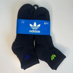 adidas Men's Black and Green Athletic Socks - 6 Pack